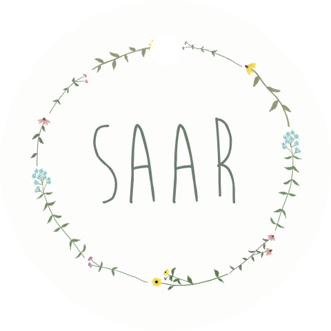 Label rond Bloemenkrans bloemen zonnehoed flox | 16 labels